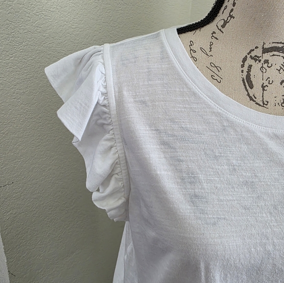 White Ruffle Sleeve Top - Picture 3 of 6